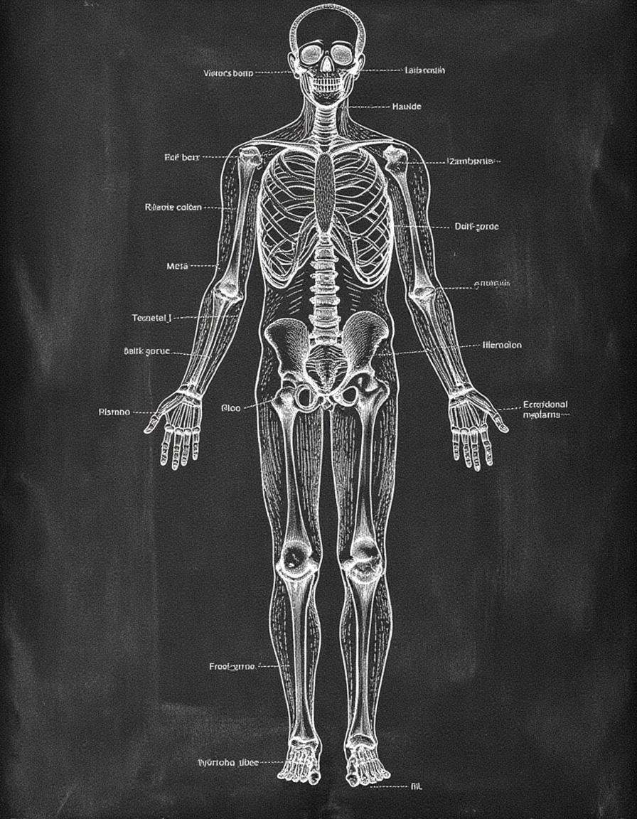 chalk drawing on a black chalkboard,  ,  anatomica-chalk on Tensor.Art
