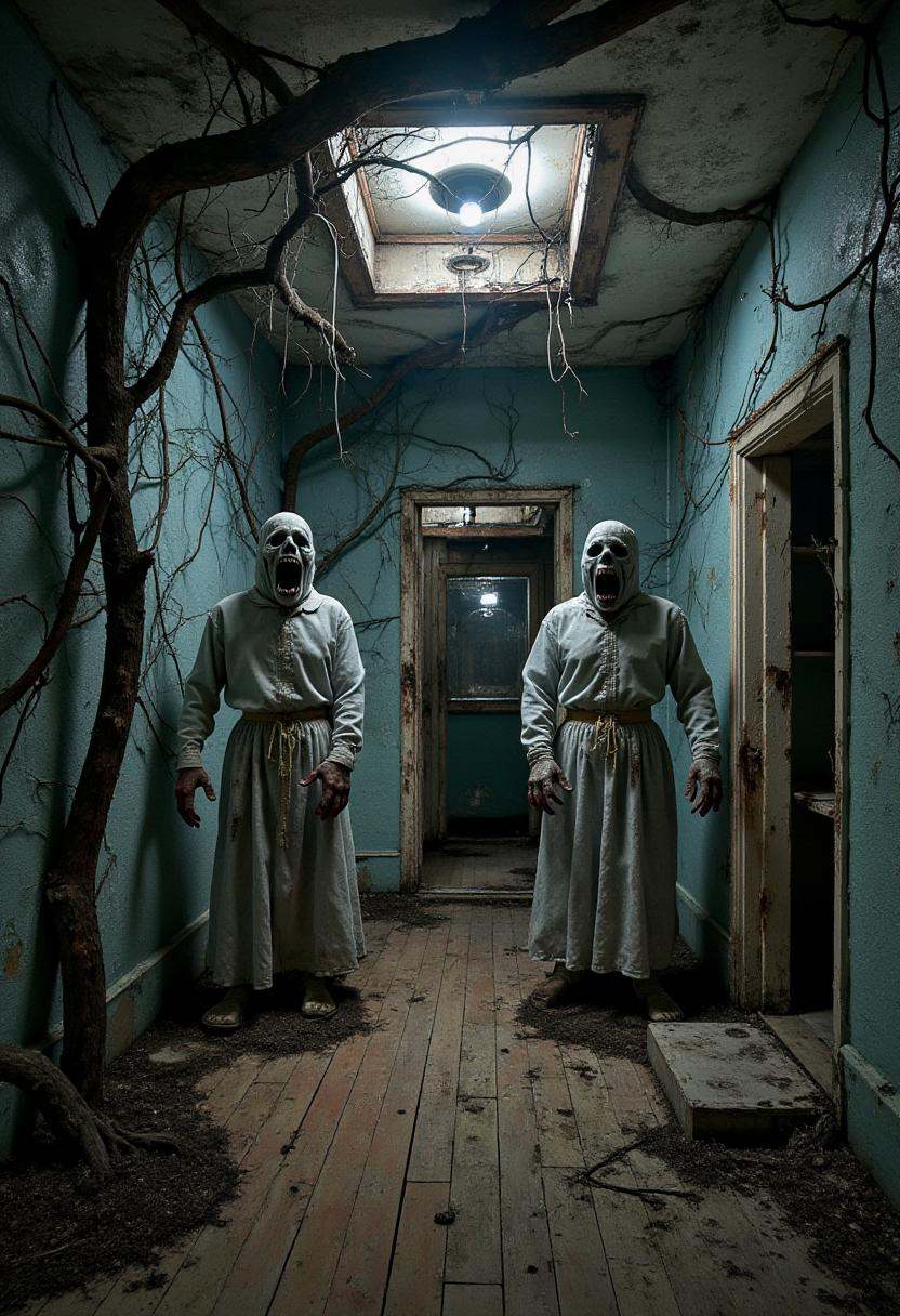 abndnd_plcs_prks,  A haunted house where the walls are covered in writhing,  black vines that seem to pulse with life. Ins...