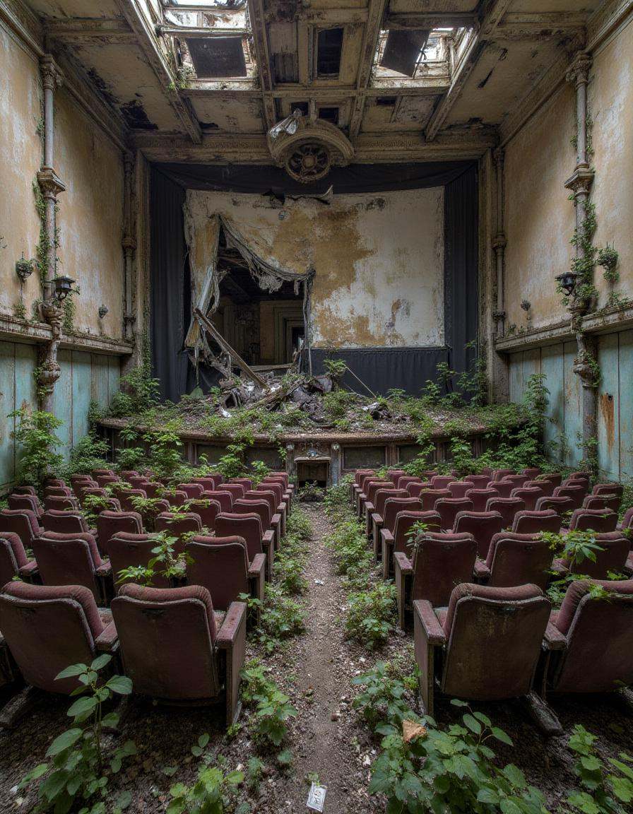 abndnd_plcs_rclmd,  ,  A ruined movie theater on Tensor.Art