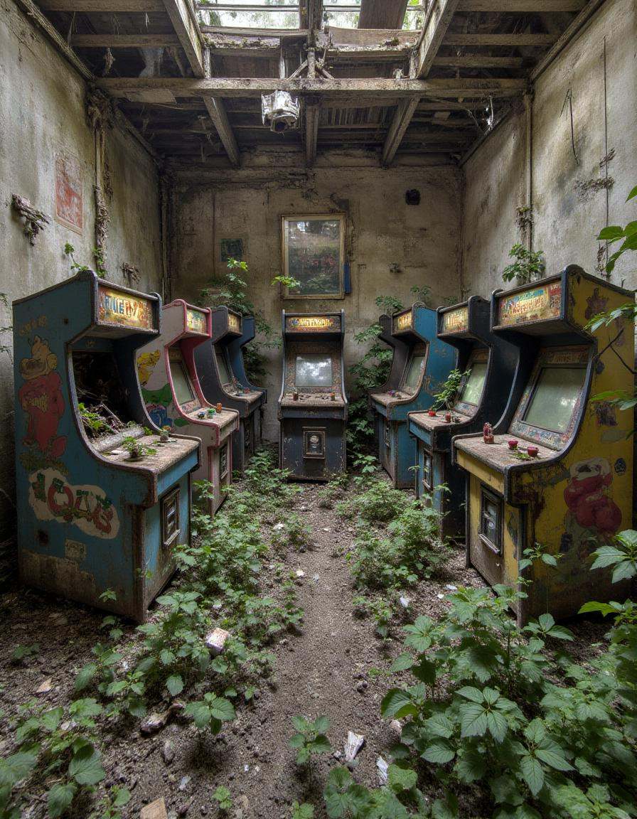 abndnd_plcs_rclmd,  ,  A crumbling arcade hall on Tensor.Art