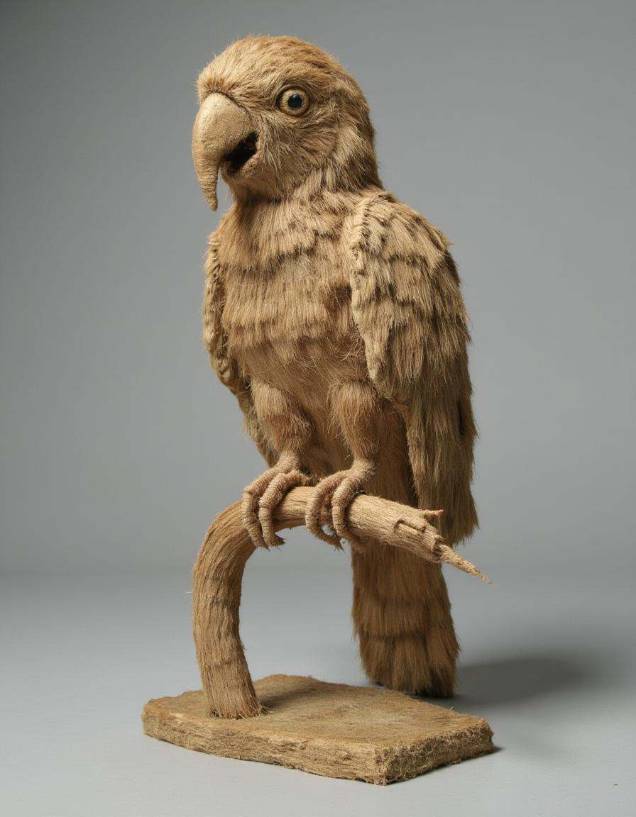 a distrw style sculpture of a parrot perched on a branch on Tensor.Art