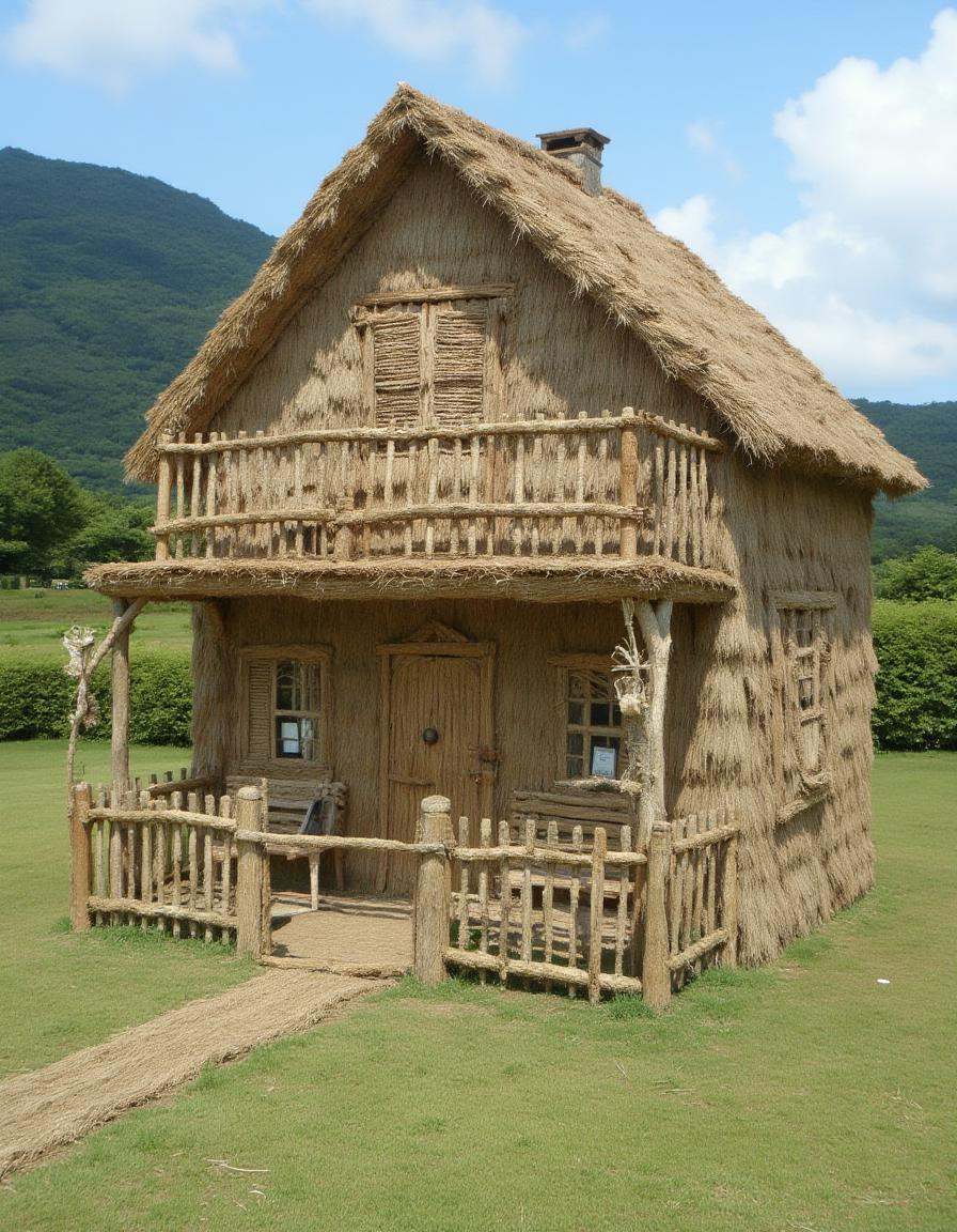 a distrw style sculpture of a quaint cottage with a picket fence on Tensor.Art
