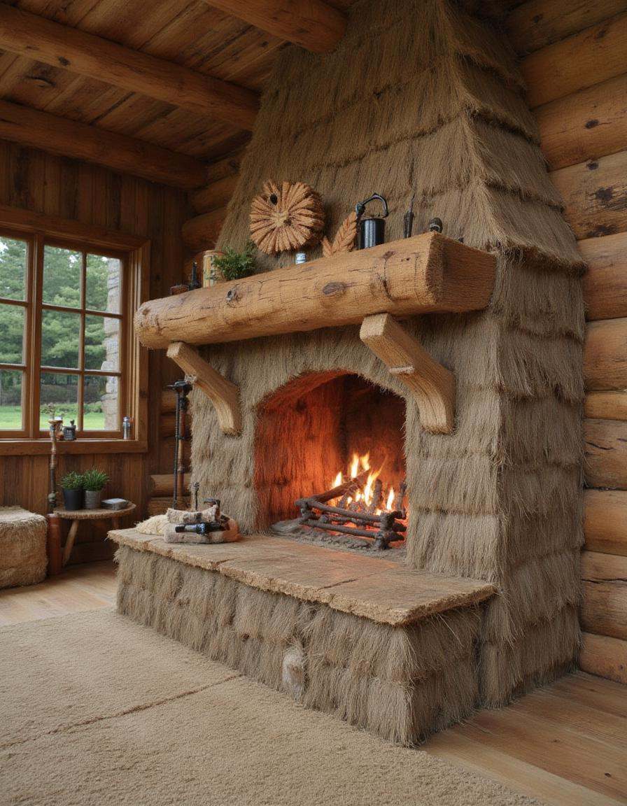 a distrw style sculpture of a cozy fireplace in a cabin on Tensor.Art