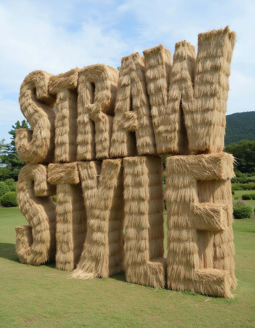 a distrw style sculpture of giant words "Straw Style" on Tensor.Art
