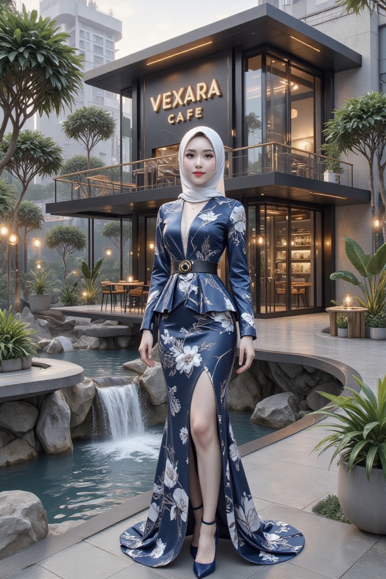 Full length image view,  a stunning woman with a beautiful Asian face,  radiant flawless skin on Tensor.Art