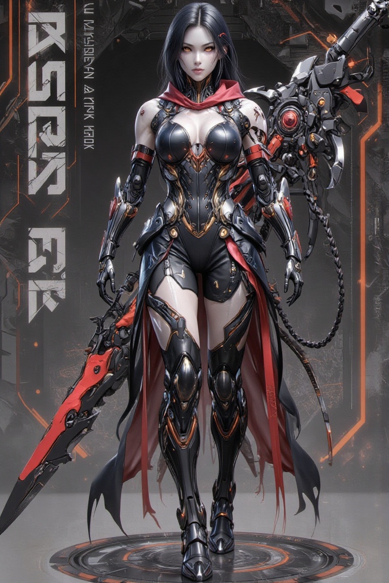 "Create a dark,  anime-style female character with a sleek,  gothic design on Tensor.Art