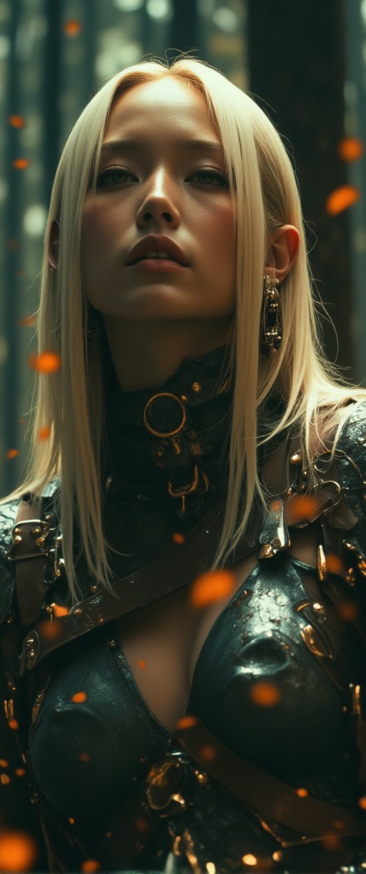Here's a prompt for a striking 70mm lens photograph: A luminous,  photorealistic oil painting-style image captures a fierc...