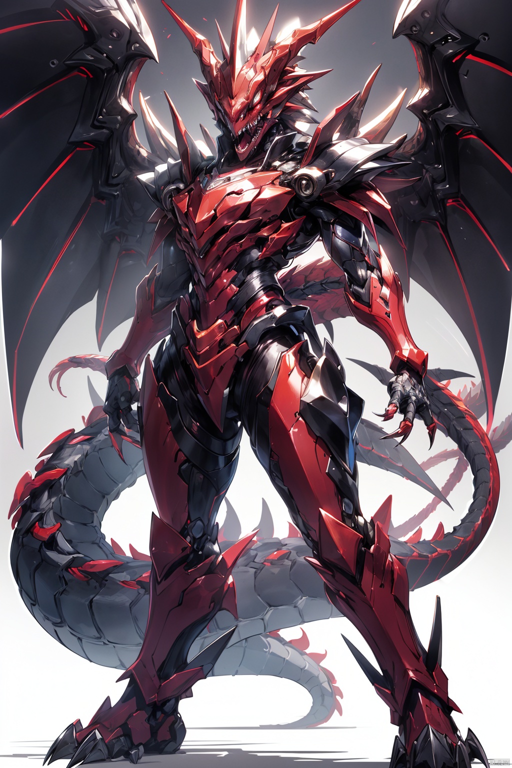 solo
open mouth
red eyes
tail
full body
wings
teeth
no humans
sharp teeth
claws
monster
dragon
duel monster
1girl