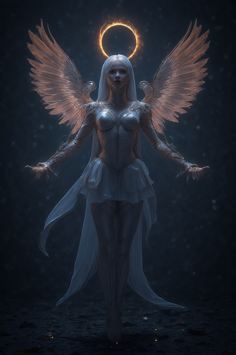 FabMilaDW stands resolute in a magical scene,  her magical armor glistening with a subtle sheen. The magical bright wings...