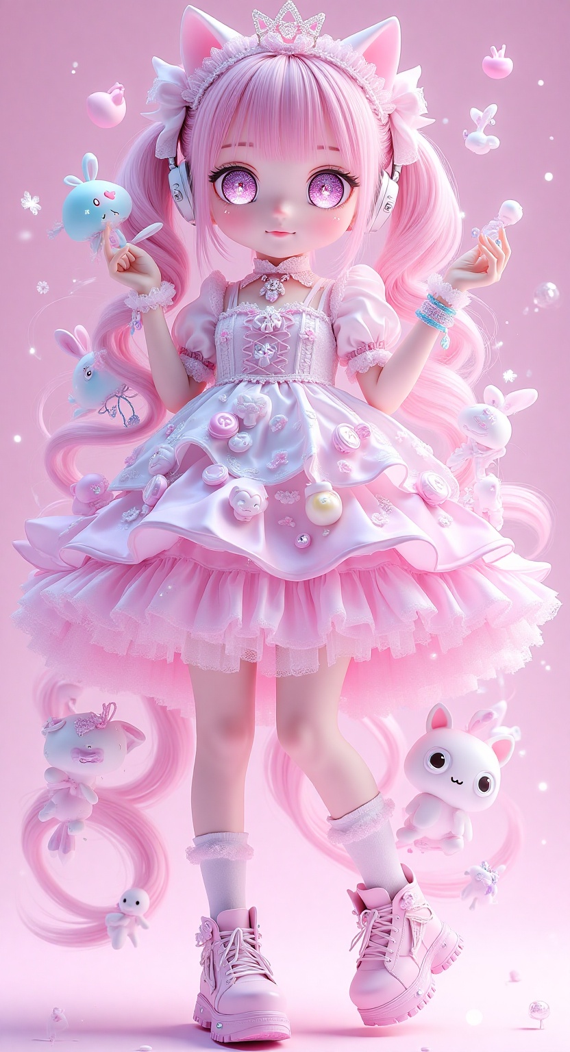 1girl ,  vtuber anime character design,  love＋peace＋ice cream on Tensor.Art