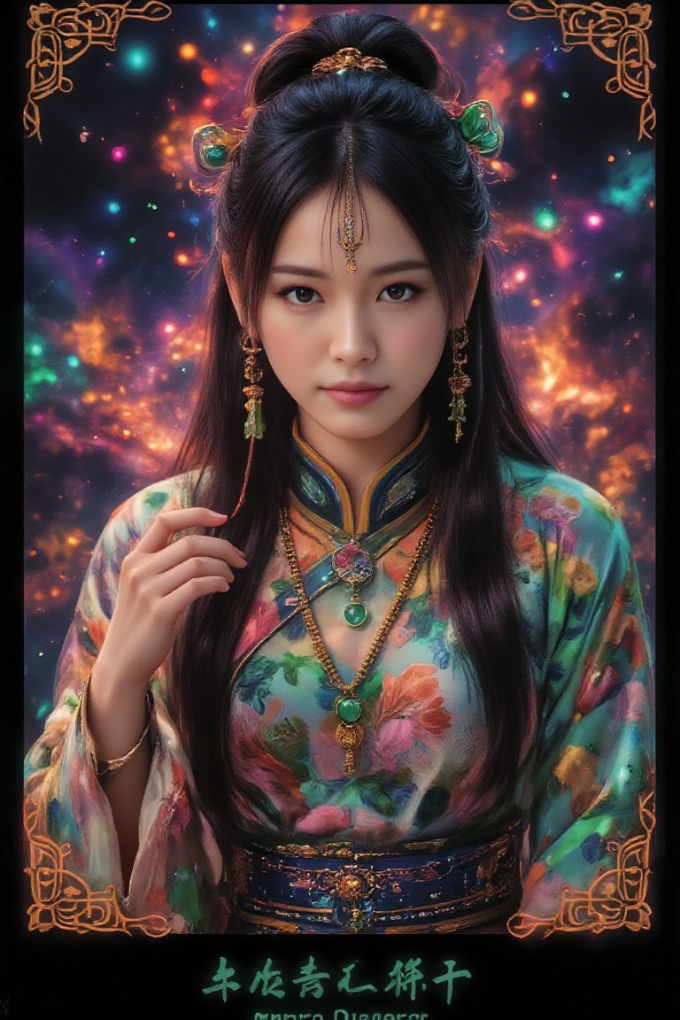 Score_9,  a tarot card depicting oriental classical beauty. The card name "Aurora Beauty" appears below the tarot card,  w...
