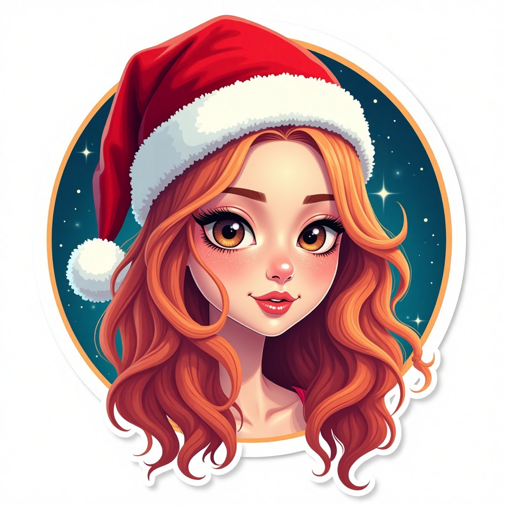 (One sticker,  ),  (3D cartoon santa hat girl) on Tensor.Art