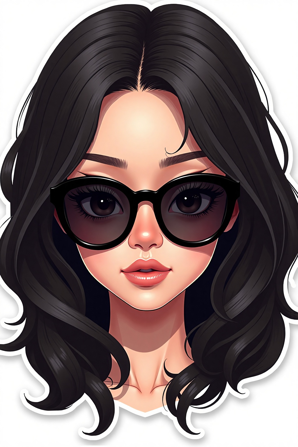 1girl ,  beautiful face,  round black sunglasses on Tensor.Art