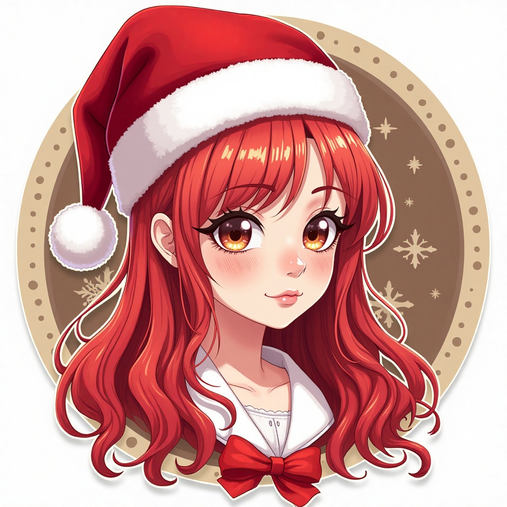 (a sticker,  ),  (3D anime santa hat girl) on Tensor.Art
