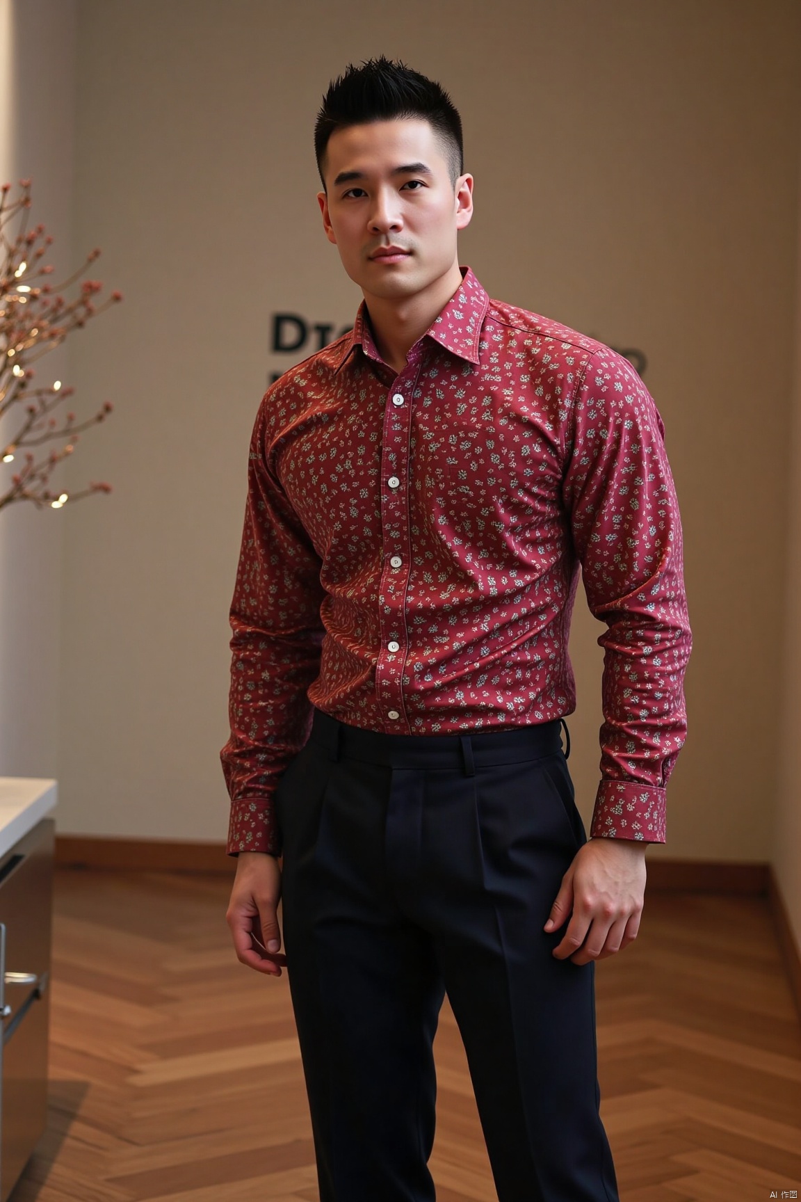 jzns,shx,1man,asian,solo,handsome,Christmas clothes,masterpiece, realistic, best quality, highly detailed,shx