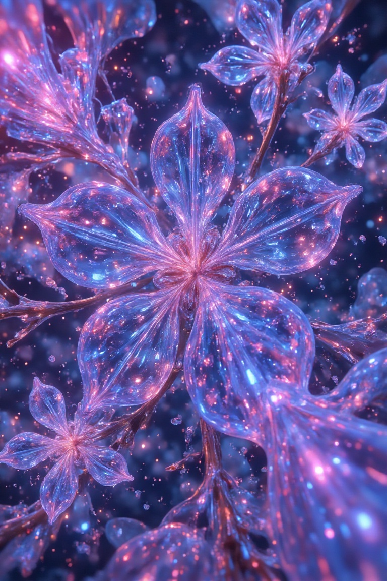 crystal cherry blossom,  fantasy,  blue sky on Tensor.Art