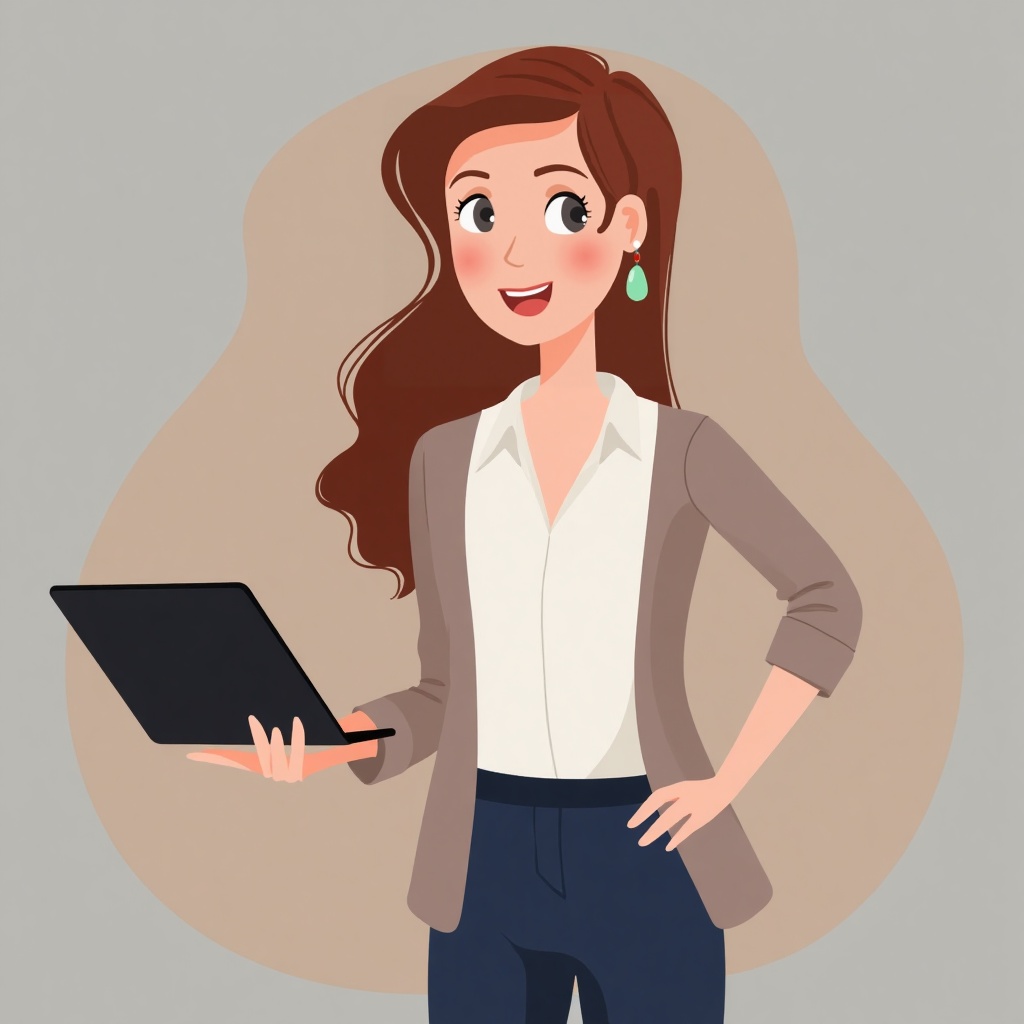 v3ctorArt,  an illustration of business woman holding tablet in hand on Tensor.Art