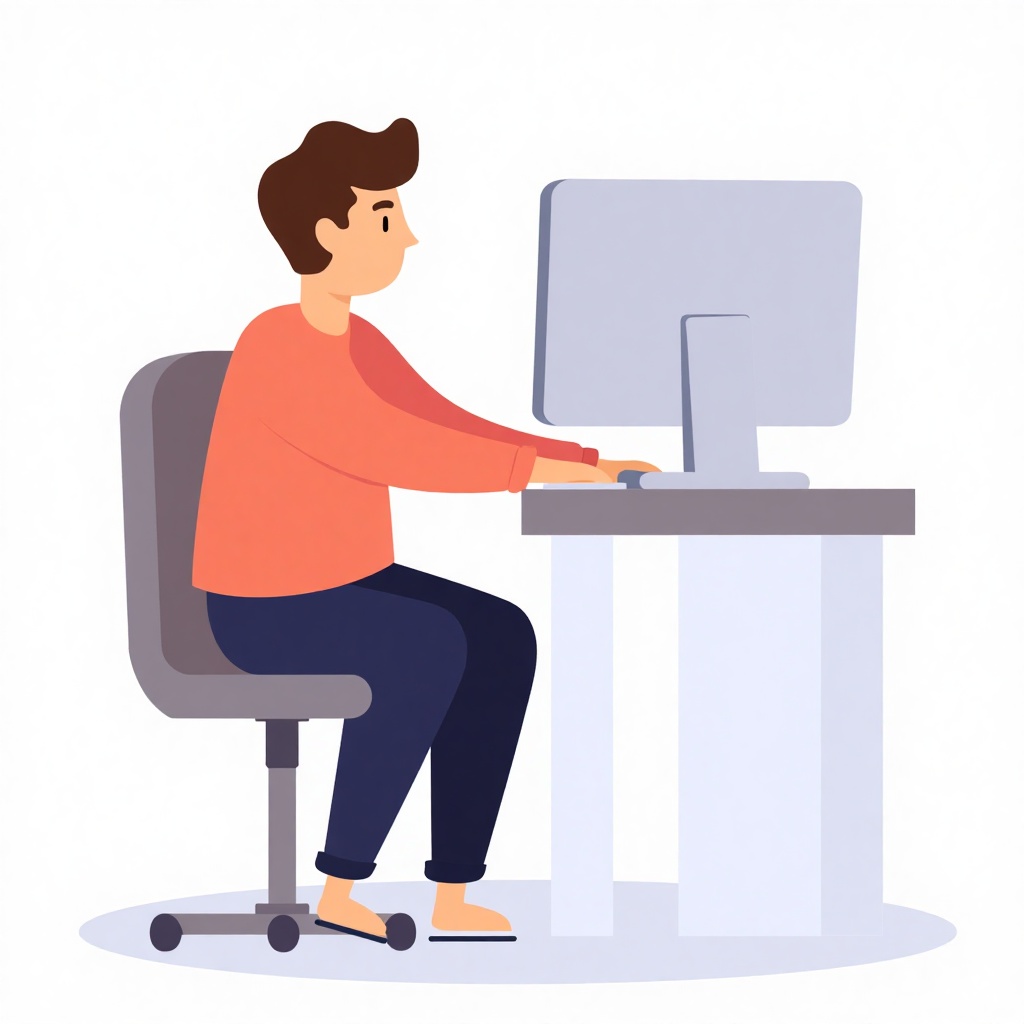 v3ctorArt,  A slightly animated and cartoon character in the image of a person who is sitting on a chair behind a desk and...