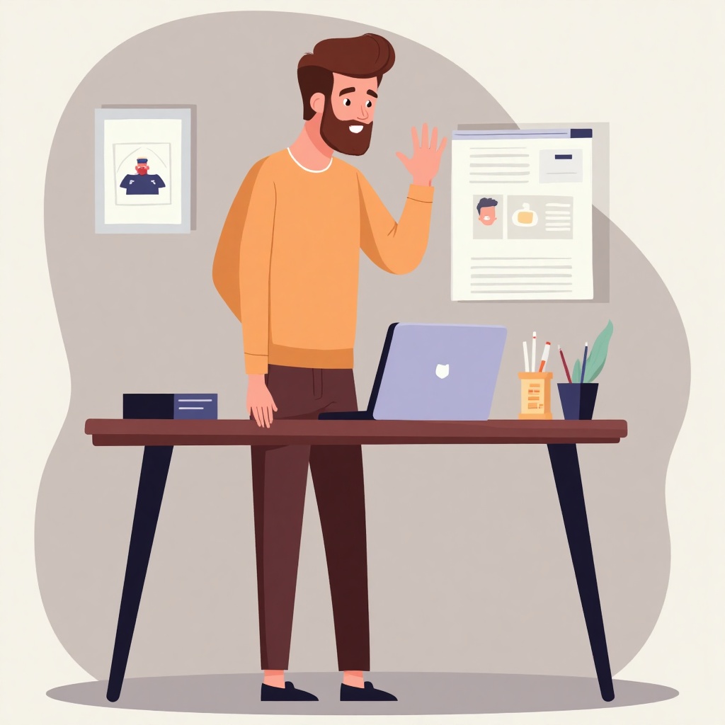 v3ctorArt,  create a vector character of a man who develops websites. With different emotions on Tensor.Art