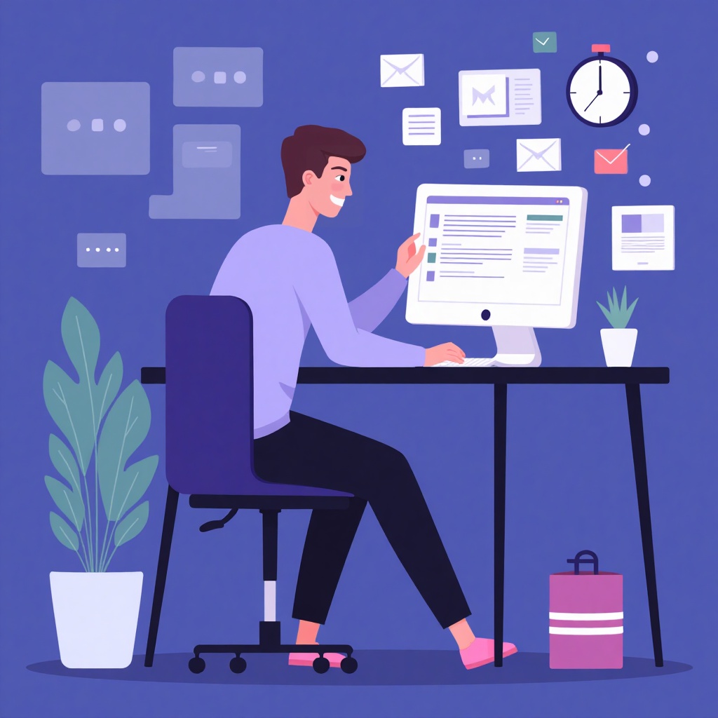 v3ctorArt,  an illustration of software engineer,  sitting in front on computer on Tensor.Art