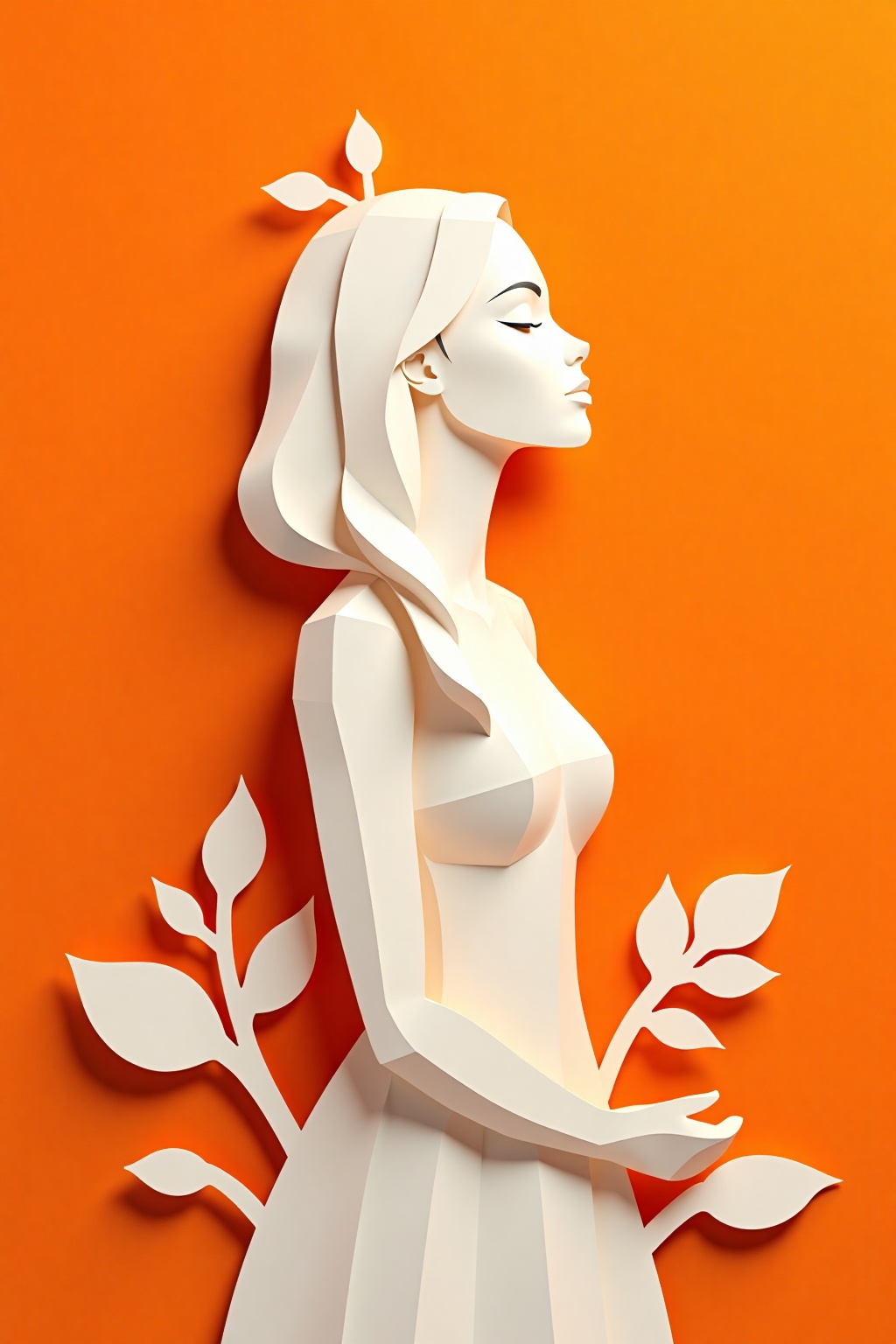 paper_cut,  an illustration of woman,  thinking on Tensor.Art