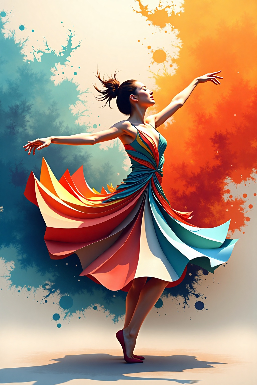 paper_cut,  an illustration,  A contemporary dancer in mid-twirl on Tensor.Art
