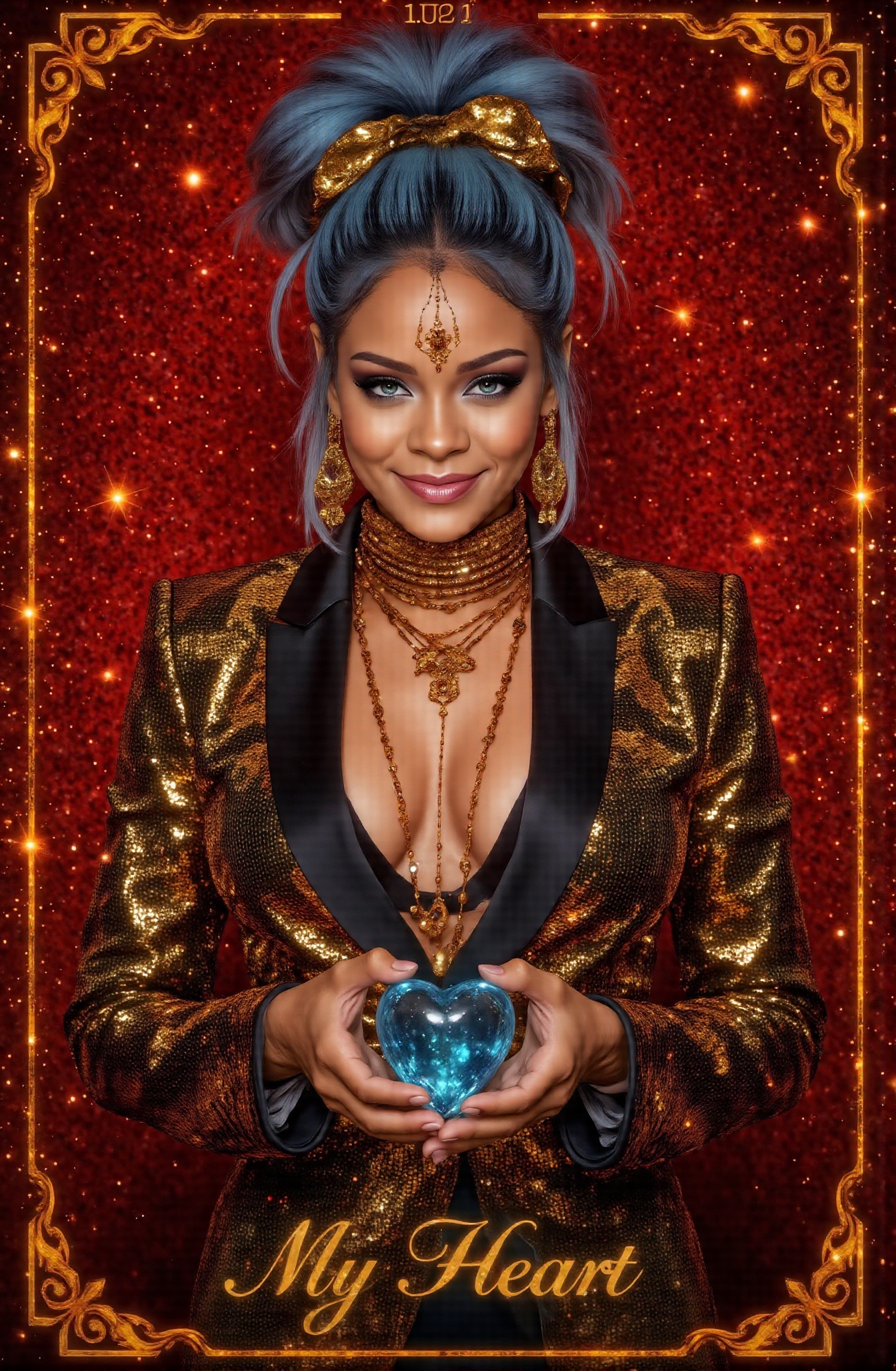 Score_9 is a tarot card that tells the story of a woman wearing a sexy,  handsome,  fashionable on Tensor.Art