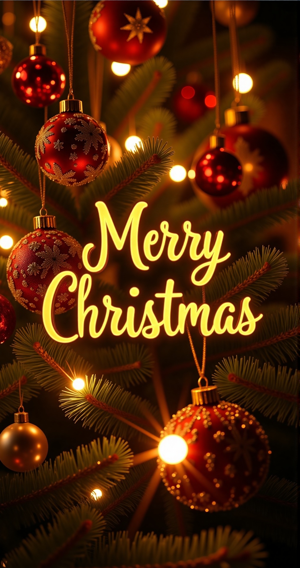christmas card post,  A warm and festive Christmas greeting card with the text 'Merry Christmas' written in elegant,  glow...