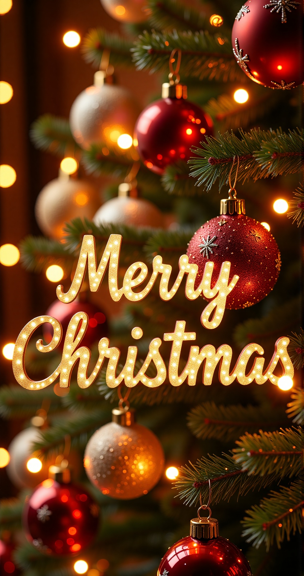 christmas card post,  A warm and festive Christmas greeting card with the text 'Merry Christmas' written in elegant,  glow...