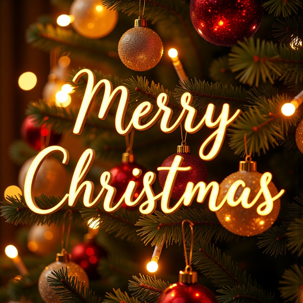 christmas card post,  a warm and festive Christmas greeting card with the text "Merry Christmas" written in elegant,  glow...