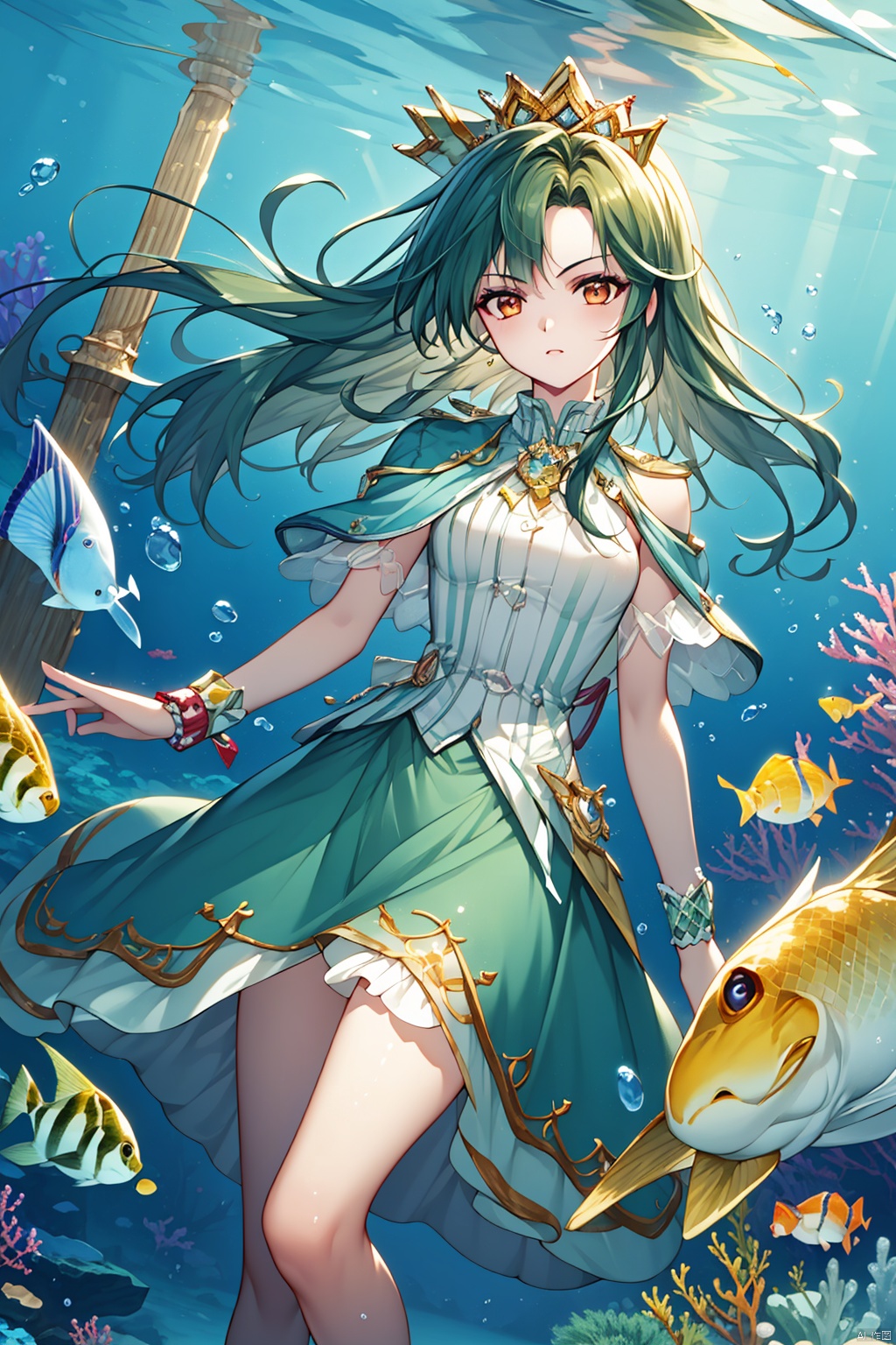 masterpiece,best quality,official art,extremely detailed CG unity 8k wallpaper,underwater,looking at viewer,1girl,solo,