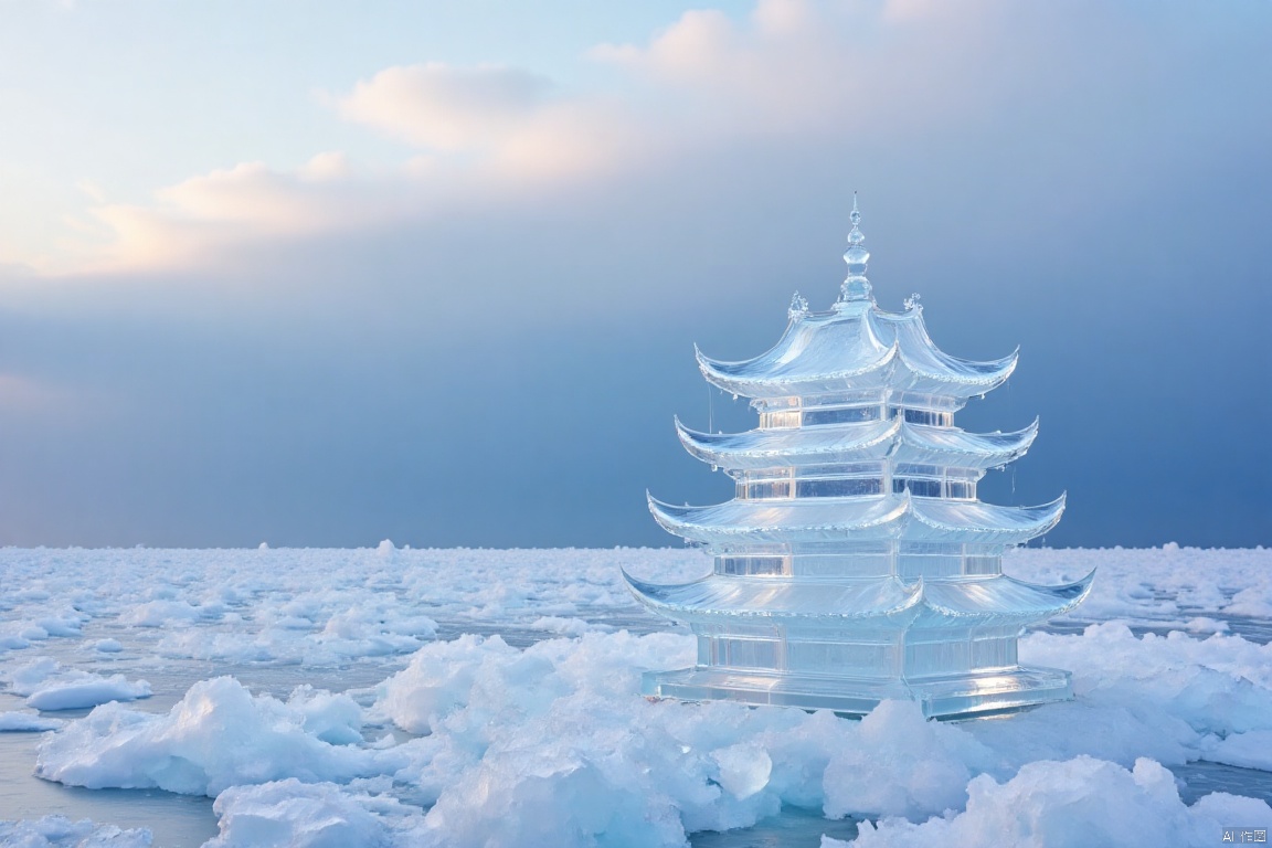 West Lake,ice sculpture,ice style,transparent,ice-scenery