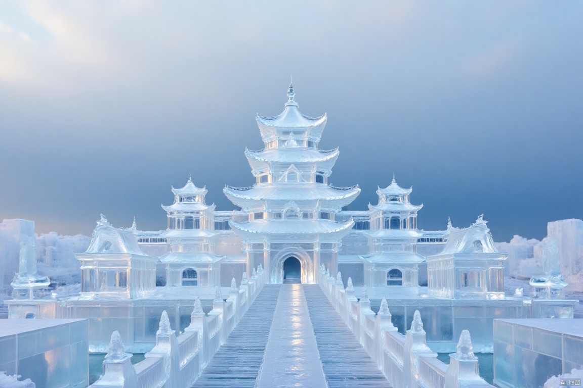 Potala Palace ,ice sculpture,ice style,transparent,ice-scenery