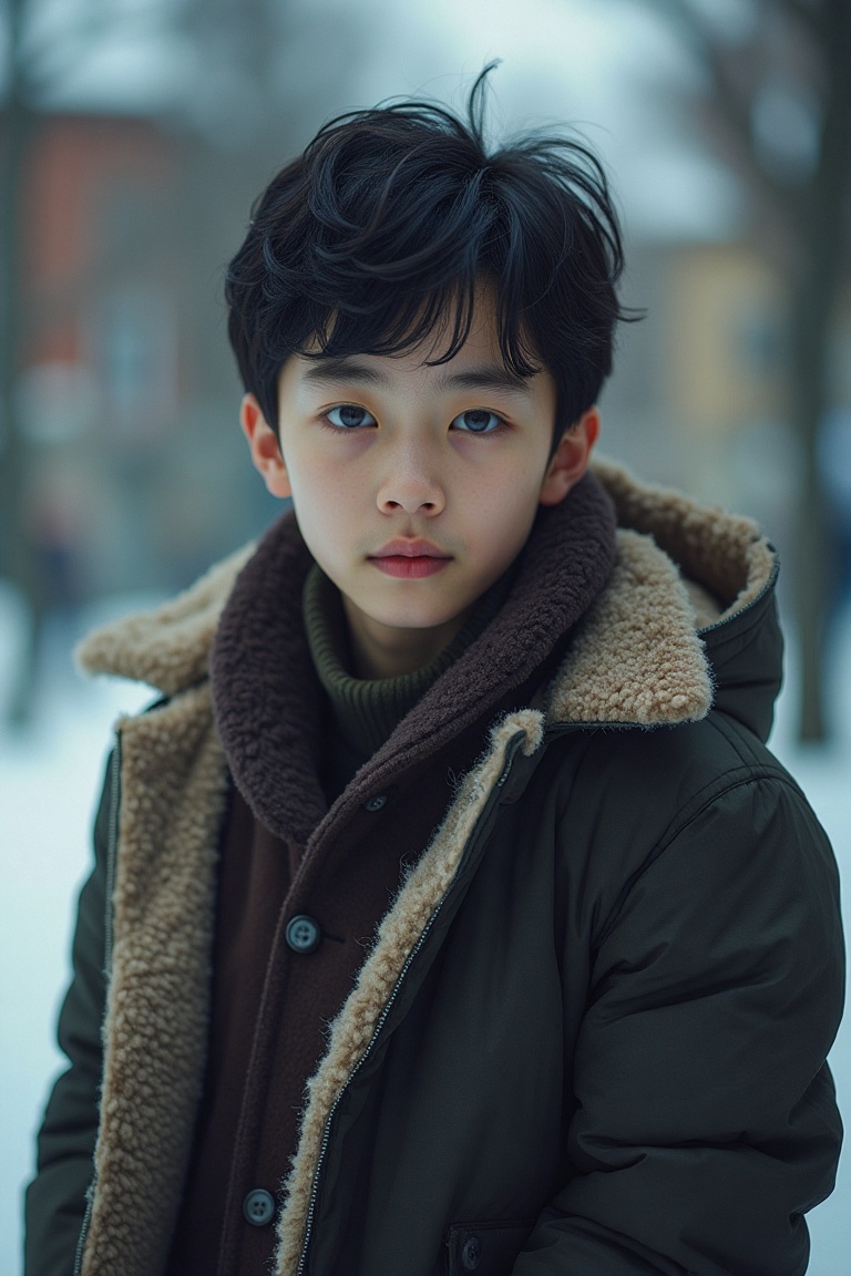 asian boy,  1boy,  winter fashion ootd on Tensor.Art
