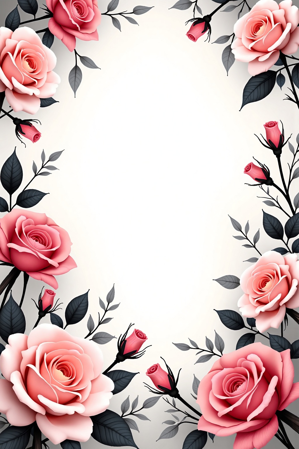 flowers_background,  Background with pink roses mix wit some black a white colors make it look vintage on Tensor.Art