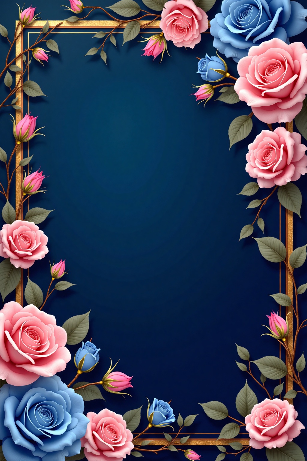 flowers_background,  Dark Blue background of paper,  Pink on Tensor.Art