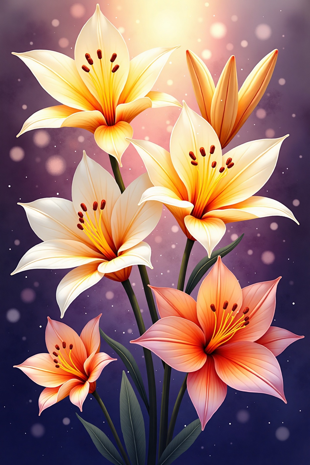 flowers_background,  flower,  a few of white lilies on Tensor.Art