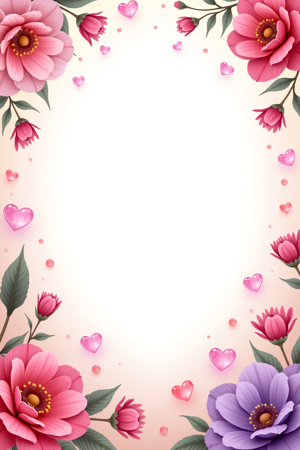 flowers_background,  Love themed frame with gems aesthetic and decorative and no background at all fully transparent backg...