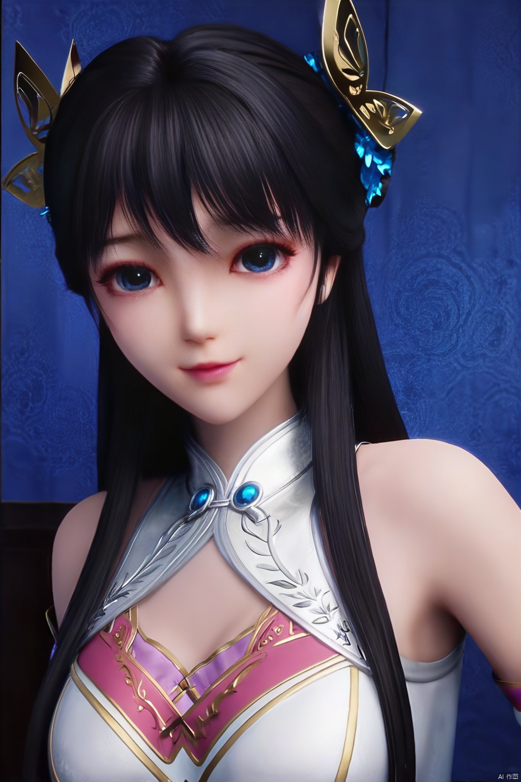 masterpiece, best quality, masterpiece,best quality,official art,extremely detailed CG unity 8k wallpaper,1girl,solo,long hair,breasts,looking at viewer,bangs,blue eyes,black hair,hair ornament,dress,detached sleeves,(portrait:1.3),pov