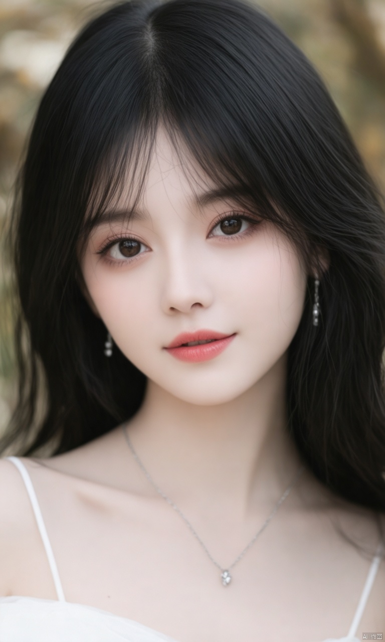 A photograph of beautiful hubggirl, (super realistic, best quality:1.25), depth, cinematic light, 
BREAK
A beautiful hubggirl with very detailed features. She has pale skin that has a shy blush on her cheeks. Her long black hair is sleek and flowing, with bangs framing her face. Her eyes are beautiful and delicate, and her expression is soft and shy. She is wearing a small necklace, adding a touch of elegance. She is standing in a pose for a half body front shot, looking dreamy and elegant. The light shining on her is soft and beautiful, enhancing her overall appearance.
BREAK
perfect hands, perfect light, vibrant colors, intricate details, highly detailed skin, pale skin, 
photorealistic, raw, analog,  taken by Sony Alpha 7R IV, Zeiss Otus 85mm F1.4, ISO 100 Shutter Speed 1/400, Vivid picture, intricate background,