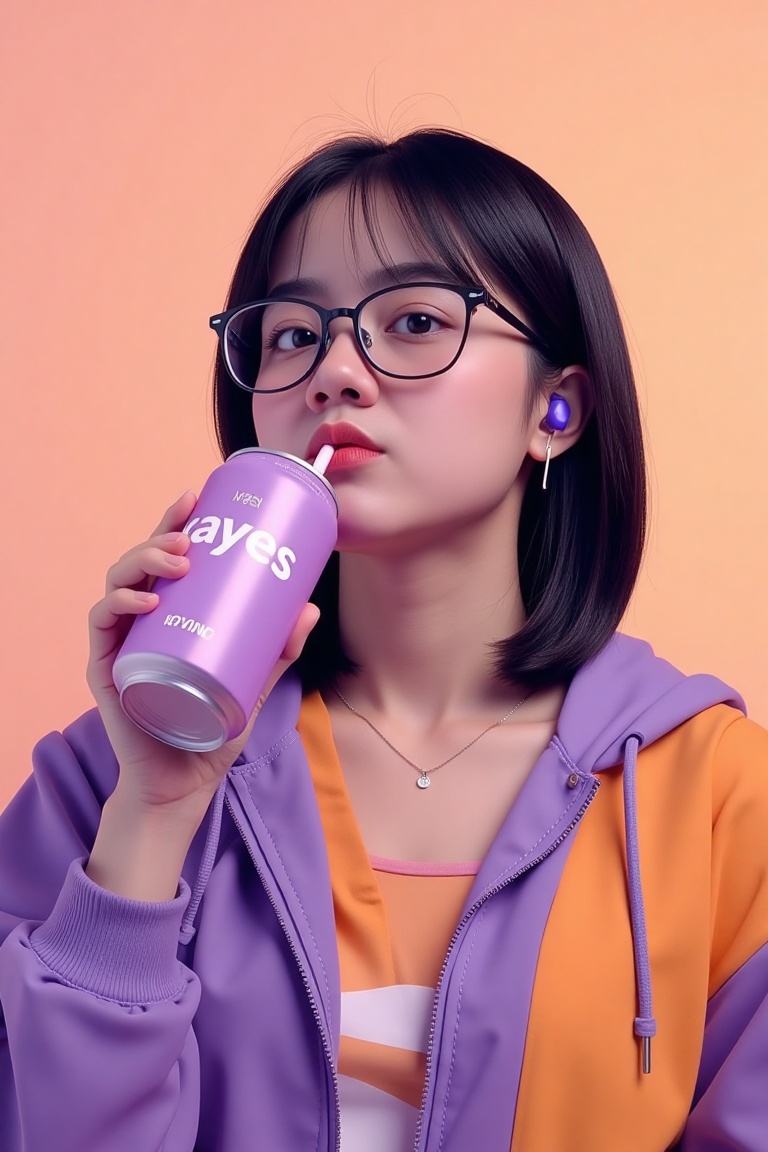A 3D cartoon animated drawing in a simple oil purple and orange colored painting style,  featuring a minimalist manga aest...
