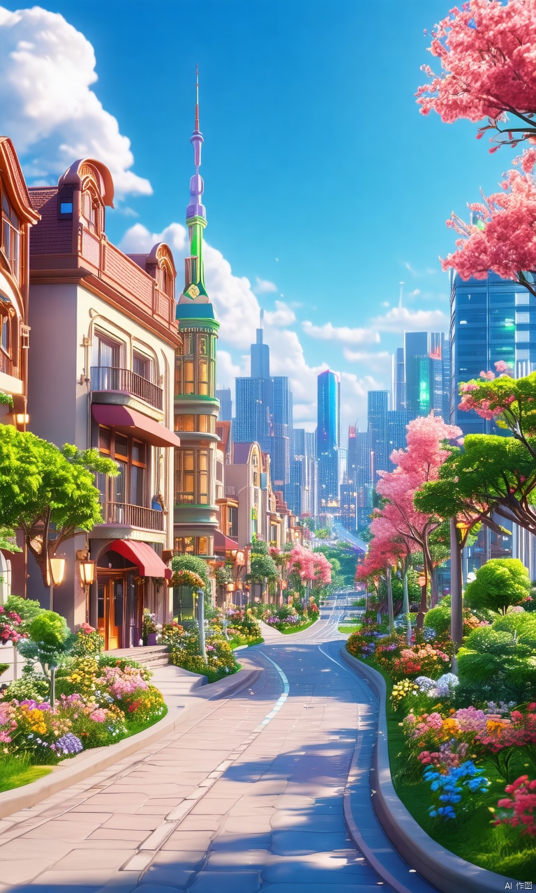 professional 3d model,anime artwork pixar,3d style,good shine,OC rendering,highly detailed,volumetric,dramatic lighting,

3D_style, outdoor, spring, and urban architectural scenery, creating vitality and joy.

beautiful colorful background,very beautiful,masterpiece,best quality,super detail,anime style,key visual,vibrant,studio anime