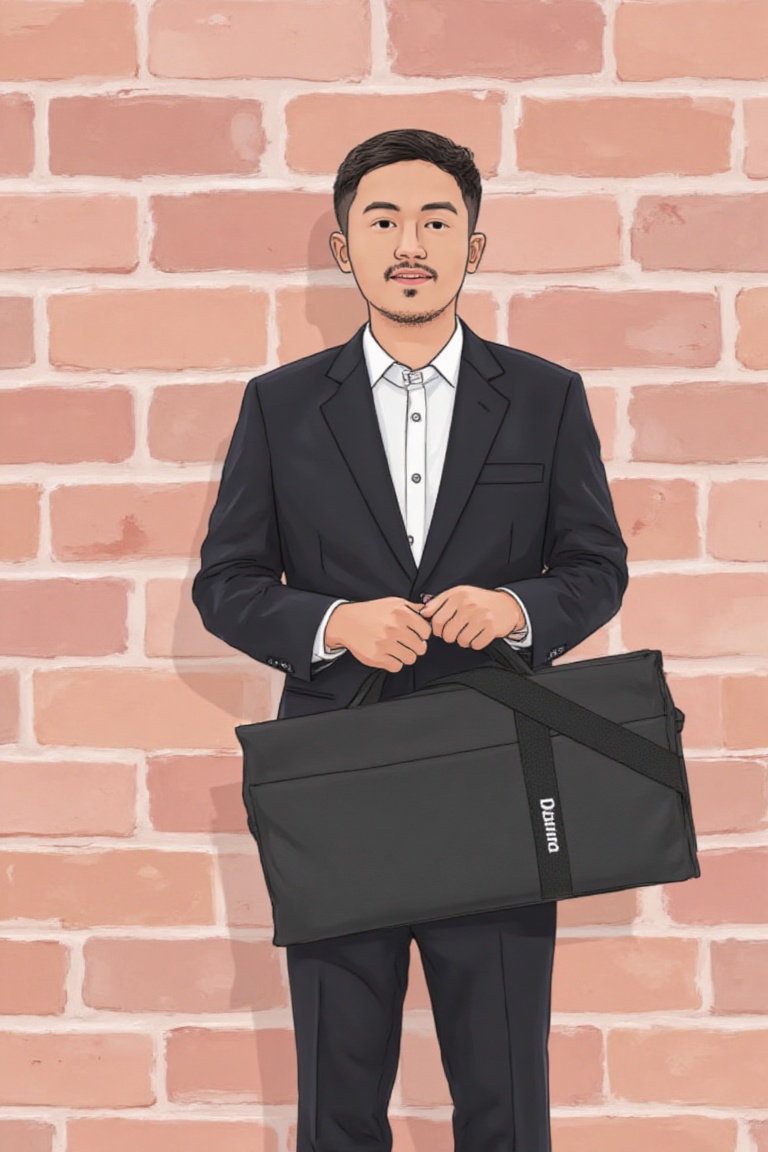 holding_duma_bag,  a minimalist illustration style of fashionable suit man,  ildzikf on Tensor.Art