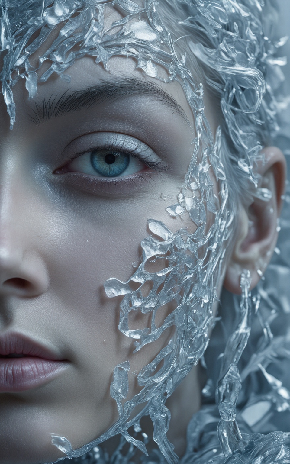 a woman with white hair and snow on her head,  breathtaking fantasy art,  high fashion haute couture on Tensor.Art