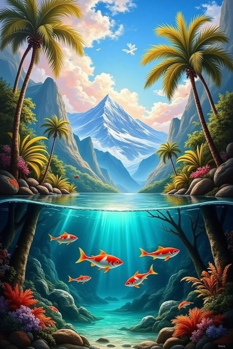 Epic painting art,  captured at eye-level,  featuring a medium-sized painting of vibrant red on Tensor.Art
