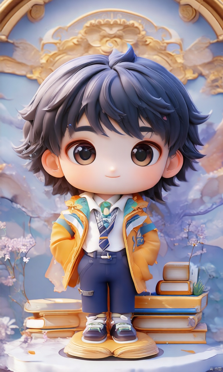 3D IP\(hubgstyle)\, masterpiece, best quality,8K,official art, ultra high res, 1boy,chibi, full body, student,