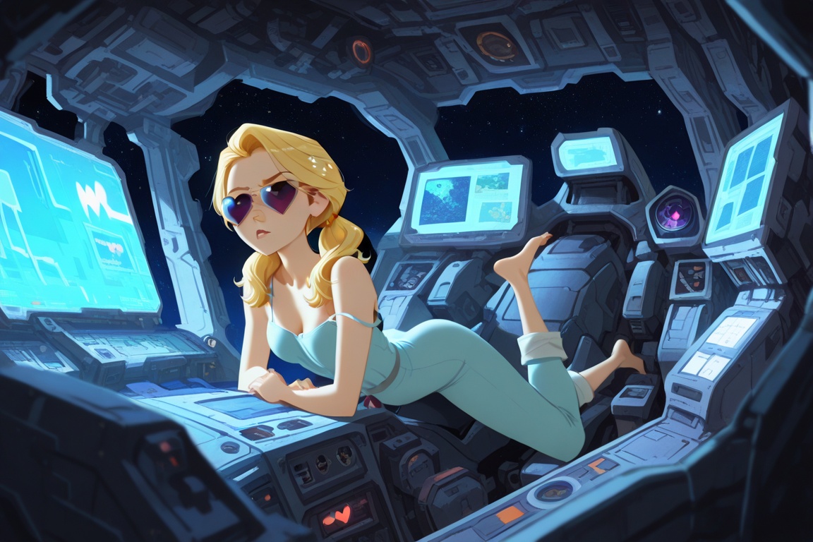 1girl,  spaceship cockpit,  machinery on Tensor.Art