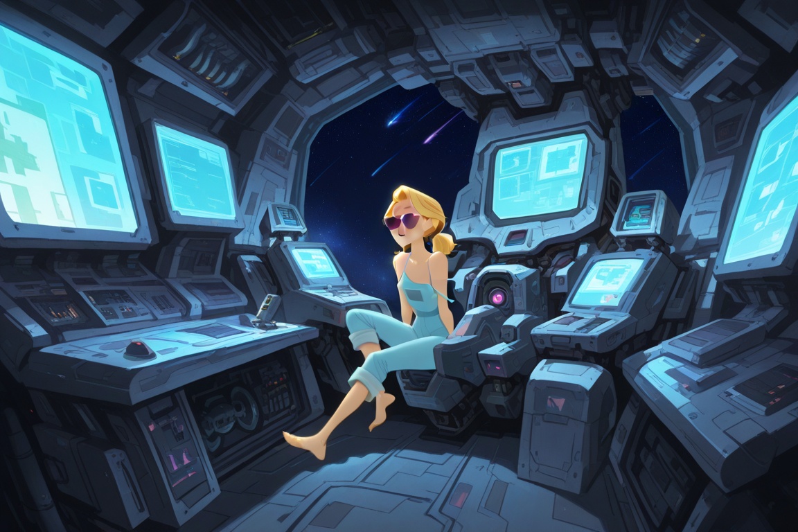 1girl,  spaceship cockpit,  machinery on Tensor.Art