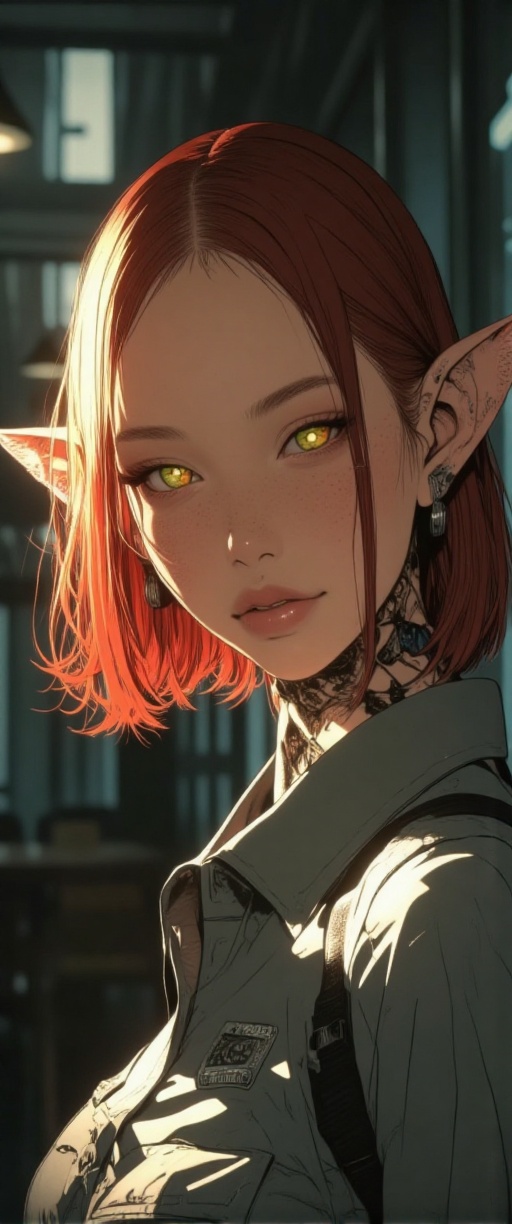 A highly detailed,  cinematic portrait of a woman with large,  pointed ears on Tensor.Art