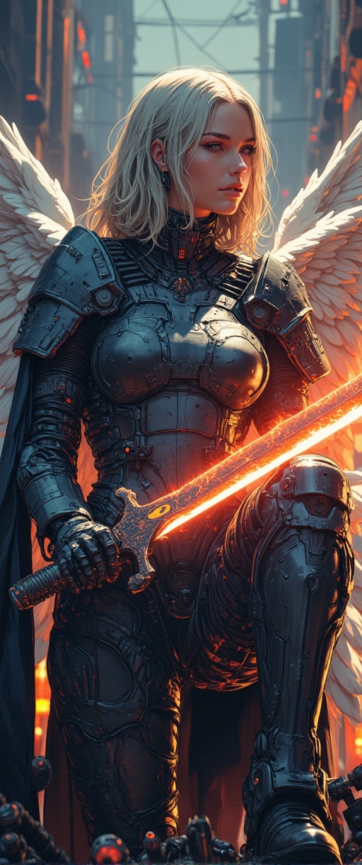Here's a prompt for a striking 70mm lens photograph: Cyborg,  Exosuit,  Robot on Tensor.Art